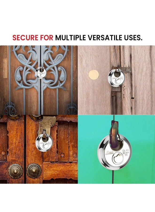 Link Disc Lock 90mm Padlock | Stainless Steel Body | Hardened Shackle | 3 Silver Keys with Hi-Tech Nickle | 1 Padlock | Made in India | 10 Years Warranty - Image 5