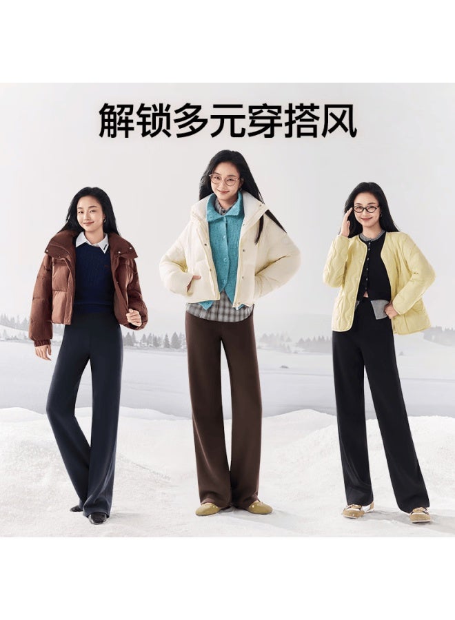 Siinsiin Yang Mi Style 6.0pro Straight-leg Pants New White Fleece-lined Thick Slimming Winter Women's Trousers