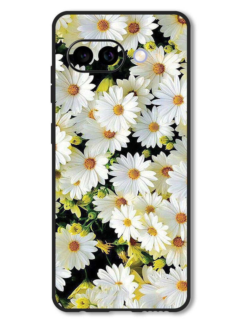 Theodor Case Compatible with Google Pixel 9A Protection Shockproof Bumper Cover White Flowers - Image 1