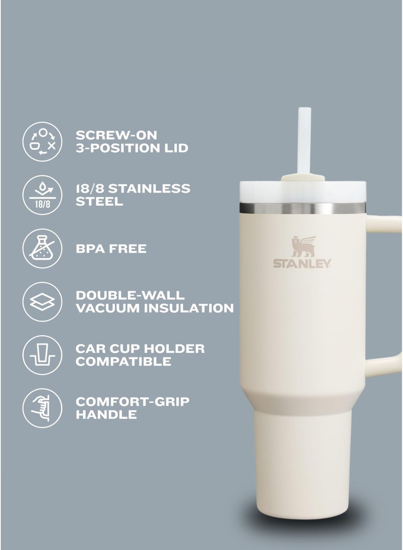 Stanley Quencher H2.0 Tumbler with Handle and Straw 40 oz | Flowstate 3-Position Lid | Cup Holder Compatible for Travel | Insulated Stainless Steel Cup | BPA-Free | Periwinkle Shimmer | Beige - Image 5