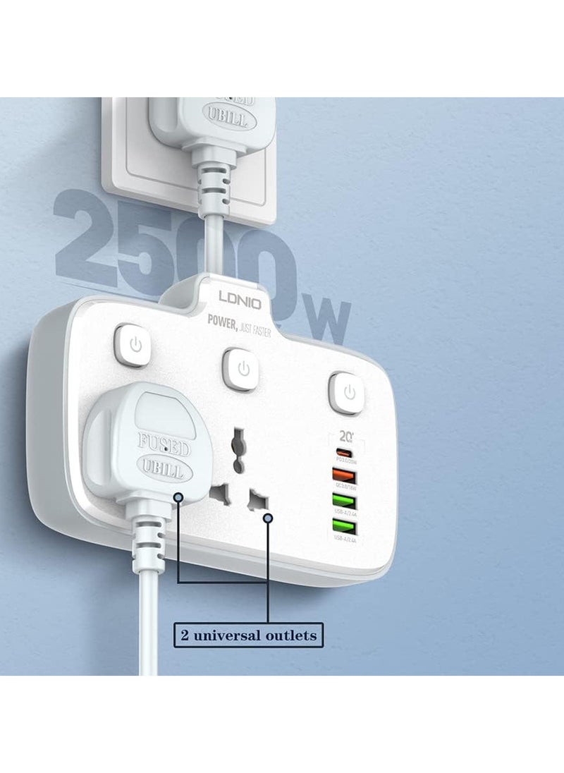 LDNIO LDNIO SC2413 Universal Outlets Power Strip Tower 2 Outlet Wall Electric Plug PD 20W USB Power Cube Power socket  - Image 4
