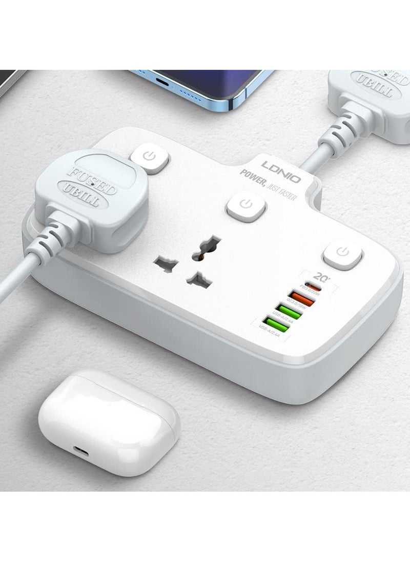 LDNIO LDNIO SC2413 Universal Outlets Power Strip Tower 2 Outlet Wall Electric Plug PD 20W USB Power Cube Power socket  - Image 5