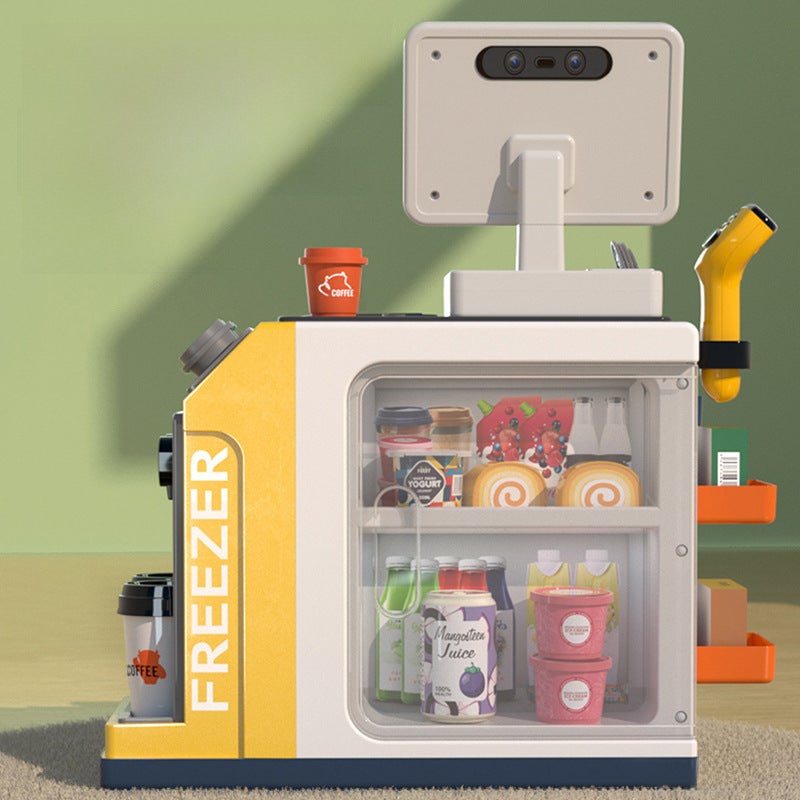 Hot New Product Simulation Vending Machine Play House Exquisite Gift Box Children's Supermarket Coffee Cash Register Toy suit([Yellow] Supermarket Vending Machine-Charging Edition) - Image 4