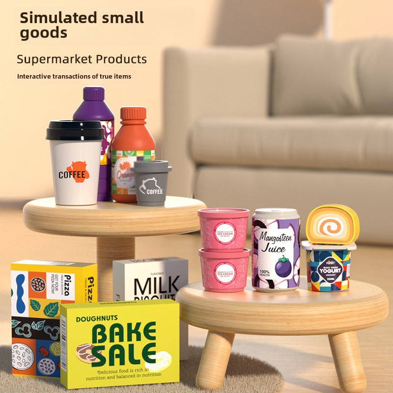 Hot New Product Simulation Vending Machine Play House Exquisite Gift Box Children's Supermarket Coffee Cash Register Toy suit([Yellow] Supermarket Vending Machine-Charging Edition) - Image 3