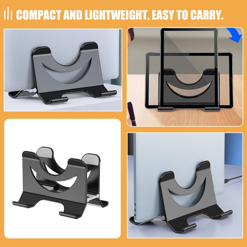 Vertical Laptop Stand Portable Black Notebook Riser with Ventilation Support for Desk Use - Image 5