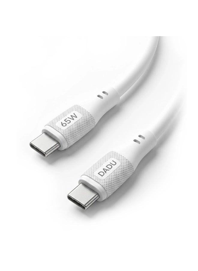 دادو كابل شحن سريع USB-C إلى USB-C بقدرة 65 واط، يتميز بتقنية الشحن السريع (Power Delivery) وشريحة ذكية لضمان الأداء العالي، ومصنوع من السيليكون الفاخر لنقل البيانات، مع هيكل متين من سبائك الألومنيوم؛ متوافق مع أجهزة الكمبيوتر المحمولة والهواتف الذكية والأجهزة اللوحية وبنوك الطاقة (Power Banks) وغيرها من الأجهزة المزودة بمنفذ USB-C (طول الكابل: 1 متر). - Image 1