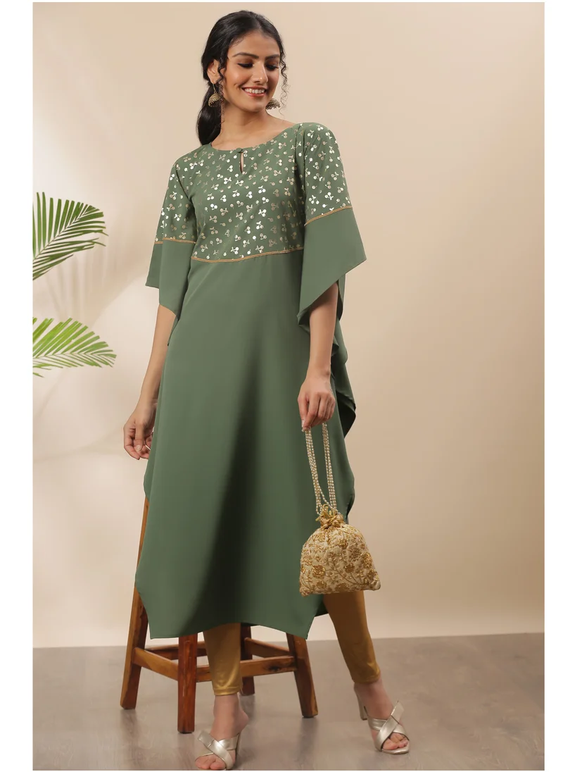 كولابا Green Foil Printed Kaftan Style Kurti