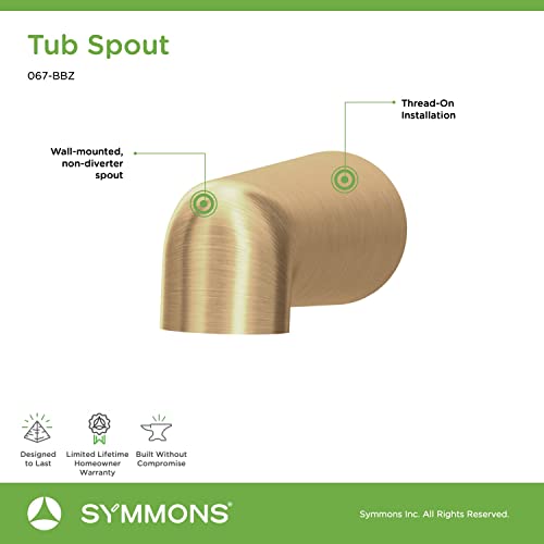 Symmons 067-BBZ Dia Non-Diverter Tub Spout in Brushed Bronze Large - Image 3