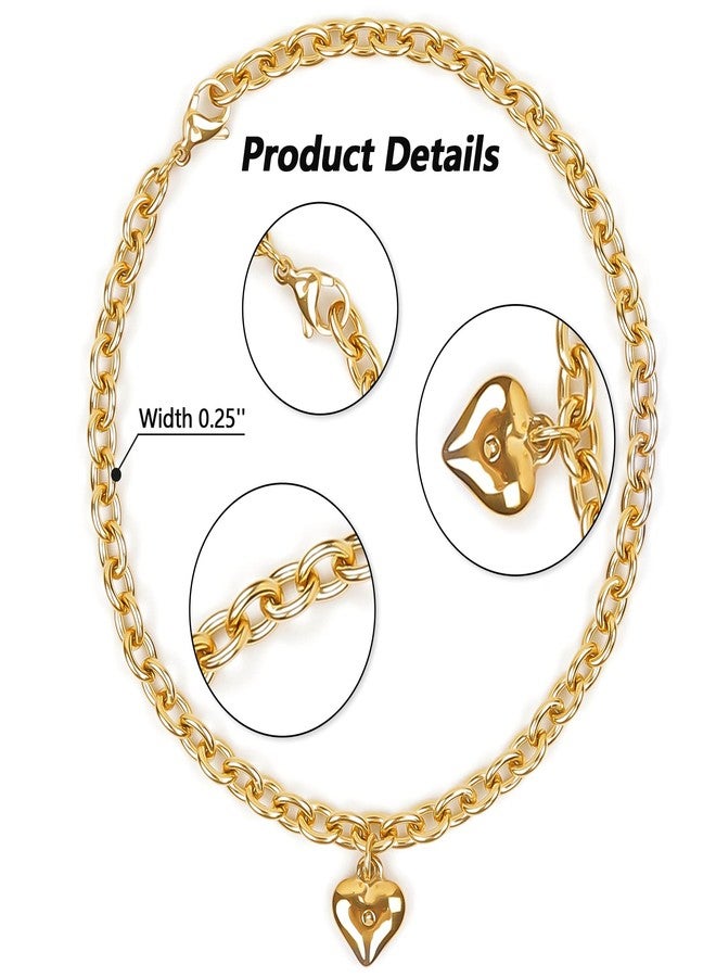 HOWWFALY Dog Collar and Cat Chain Necklace Stainless Steel Adjustable 18K Gold Heart-Shaped Necklace for Small Pets Cats Kitten Puppy (Gold, 10 inch) - Image 4