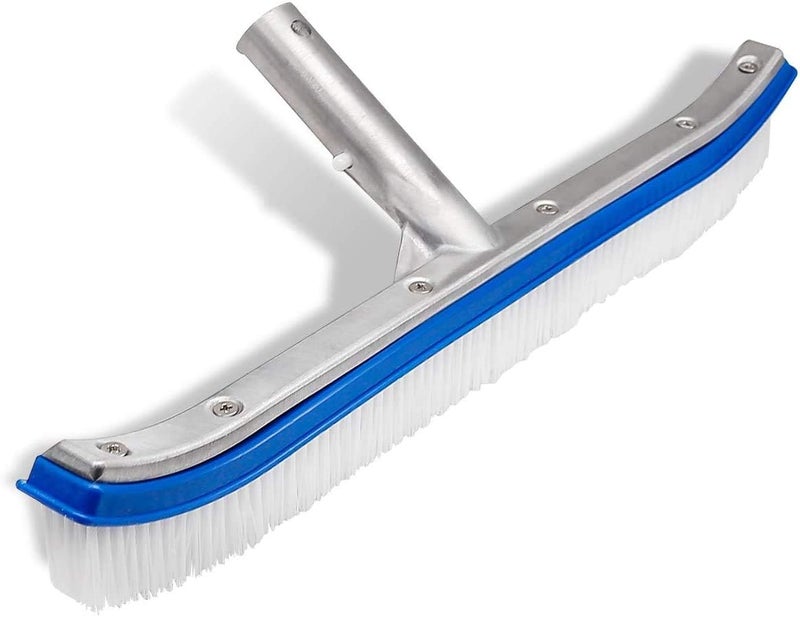Lalapool Swimming Pool Wall & Tile Brush,18" Heavy Duty Vinyl Polished Aluminum Back Cleaning Brush Head Designed for Cleans Walls, Tiles & Floors, Nylon Bristles Brush Head with EZ Clips (Pole not Included) - Image 1