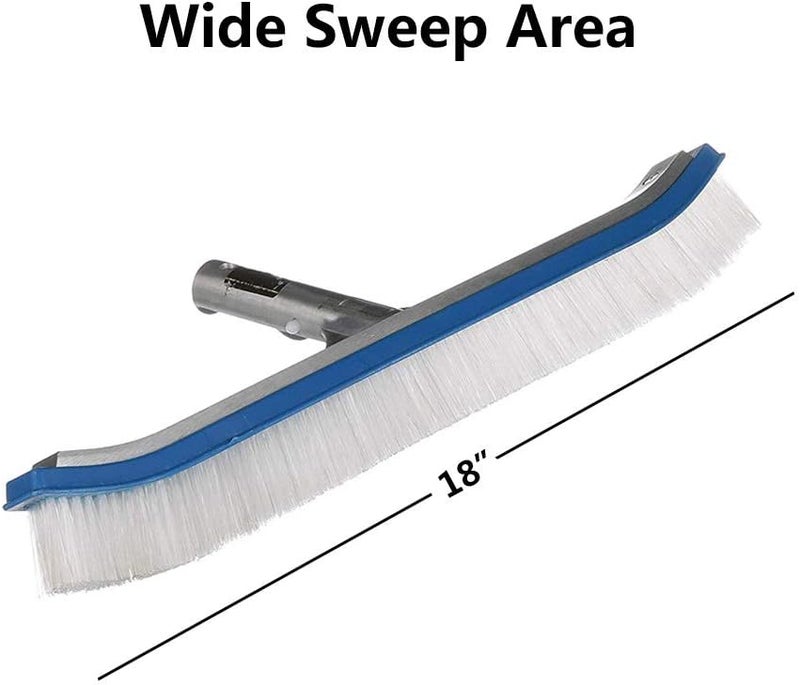 Lalapool Swimming Pool Wall & Tile Brush,18" Heavy Duty Vinyl Polished Aluminum Back Cleaning Brush Head Designed for Cleans Walls, Tiles & Floors, Nylon Bristles Brush Head with EZ Clips (Pole not Included) - Image 3