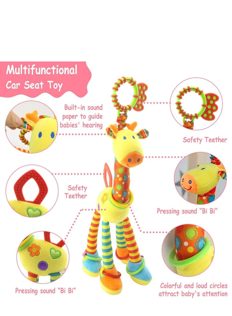 NIBEMINENT Car Seat Toys, Hanging Baby Stroller Toys Rattles 0-11 Months for Colorful Animal Bell Rattle Infants Sensory Soft Musical Moving Newborn Boys Girls Gifts - Image 2