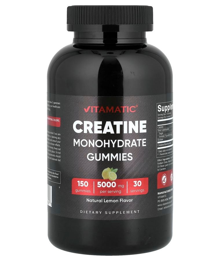 Vitamatic Creatine Monohydrate Gummies Lemon 150 Gummies (1000 mg per Gummy)