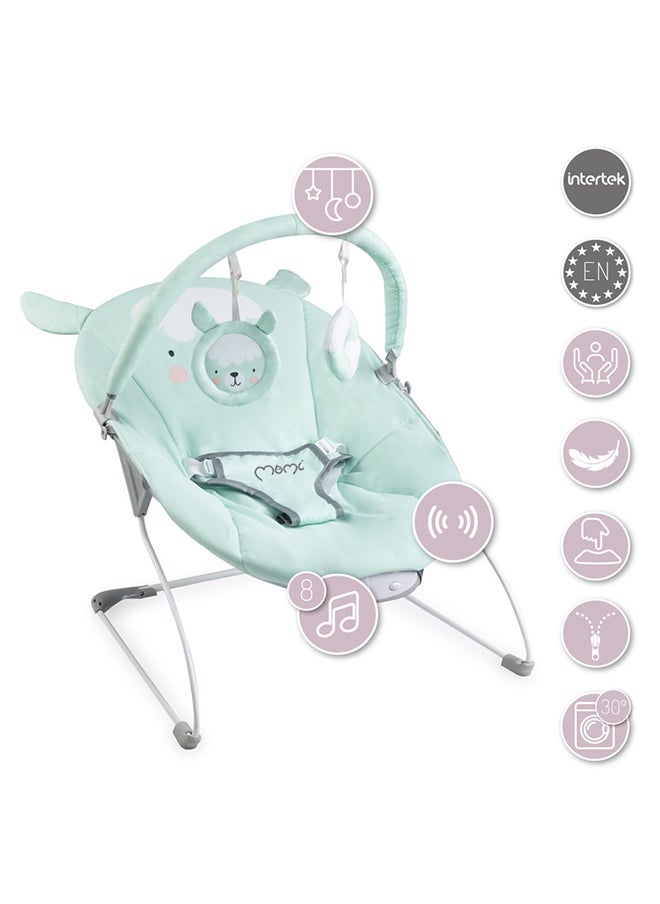 Momi Glossy Lama Lightweight Baby Recliner Bouncer, Sensory Unit With 8 Melodies Vibrations, 3Point Safety Belt, Foldable, Anti-Slip Pad  - Image 4