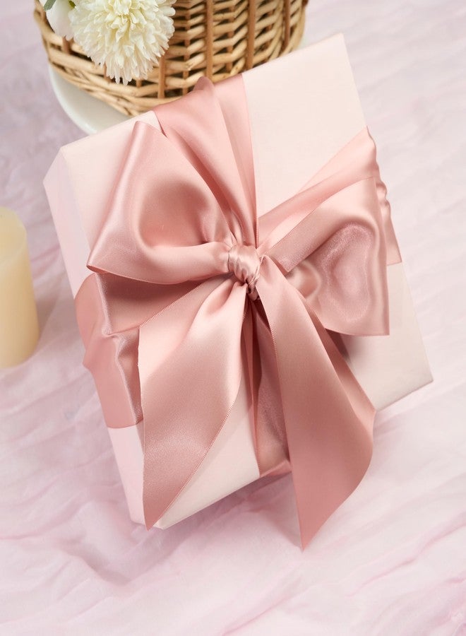 DINDOSAL Blush Pink Double Faced Satin Ribbon 3 Inch Thick Rose Gold Silk Ribbon for Wedding Decor, Chair Sash, Gift Wrapping, Party Favor, Flower Arrangement, Craft Supplies, Bows - 10Yards - Image 5
