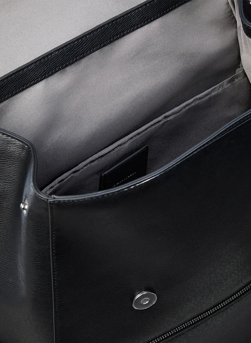 Calvin Klein Black Emblem Hardware Flap Closure Backpack for Men | Best Price UAE