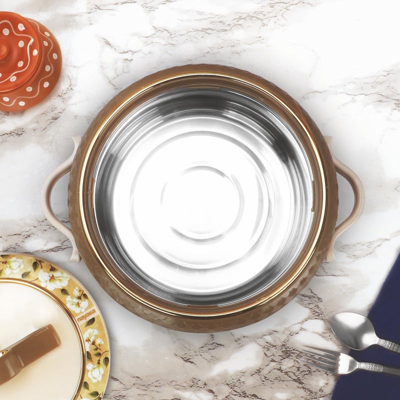 Nayasa Coral 2000 ml Insulated Inner Stainless Steel Casserole Dark Brown - Image 2