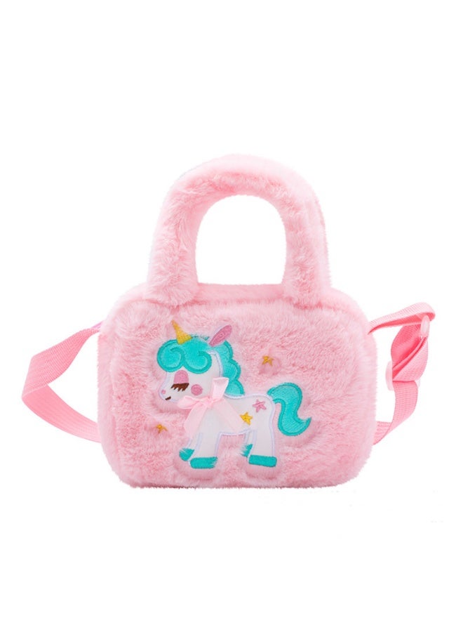 Unicorn Plush Shoulder Bag Girls Fashion Unicorn Embroidered Messenger Bag Handbags with Adjustable Shoulder Strap Messenger Bag for Children (Pink) - Image 2