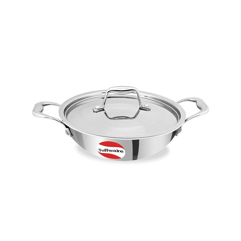 Tuffware Tuffware Premium Triply Stainless Steel Kadai with SS Lid 65 Liters 32 cm Induction Friendly - Image 2