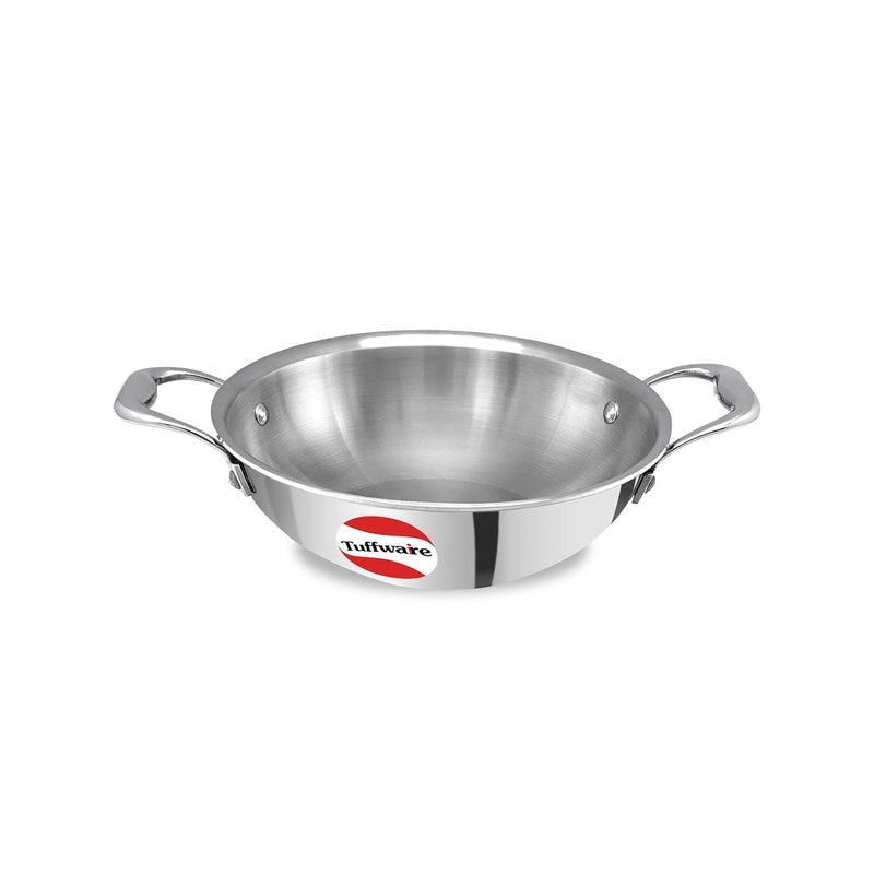 Tuffware Tuffware Premium Triply Stainless Steel Kadai with SS Lid 65 Liters 32 cm Induction Friendly - Image 3