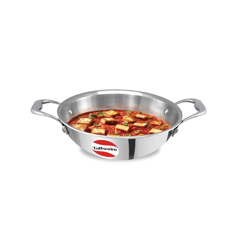 Tuffware Tuffware Premium Triply Stainless Steel Kadai with SS Lid 65 Liters 32 cm Induction Friendly - Image 1