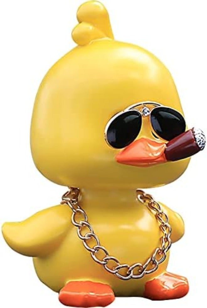 wonuu Cute Yellow Duck Toy Car Ornaments Cool Duck Car Dashboard Decorations Shaking Head  Doll - Image 3
