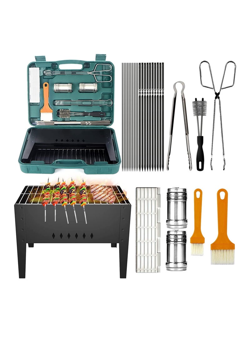 Arabest Barbecue grill, portable charcoal barbecue grill, small folding barbecue grill, suitable for family, outdoor picnic, hiking and other occasions  - Image 1