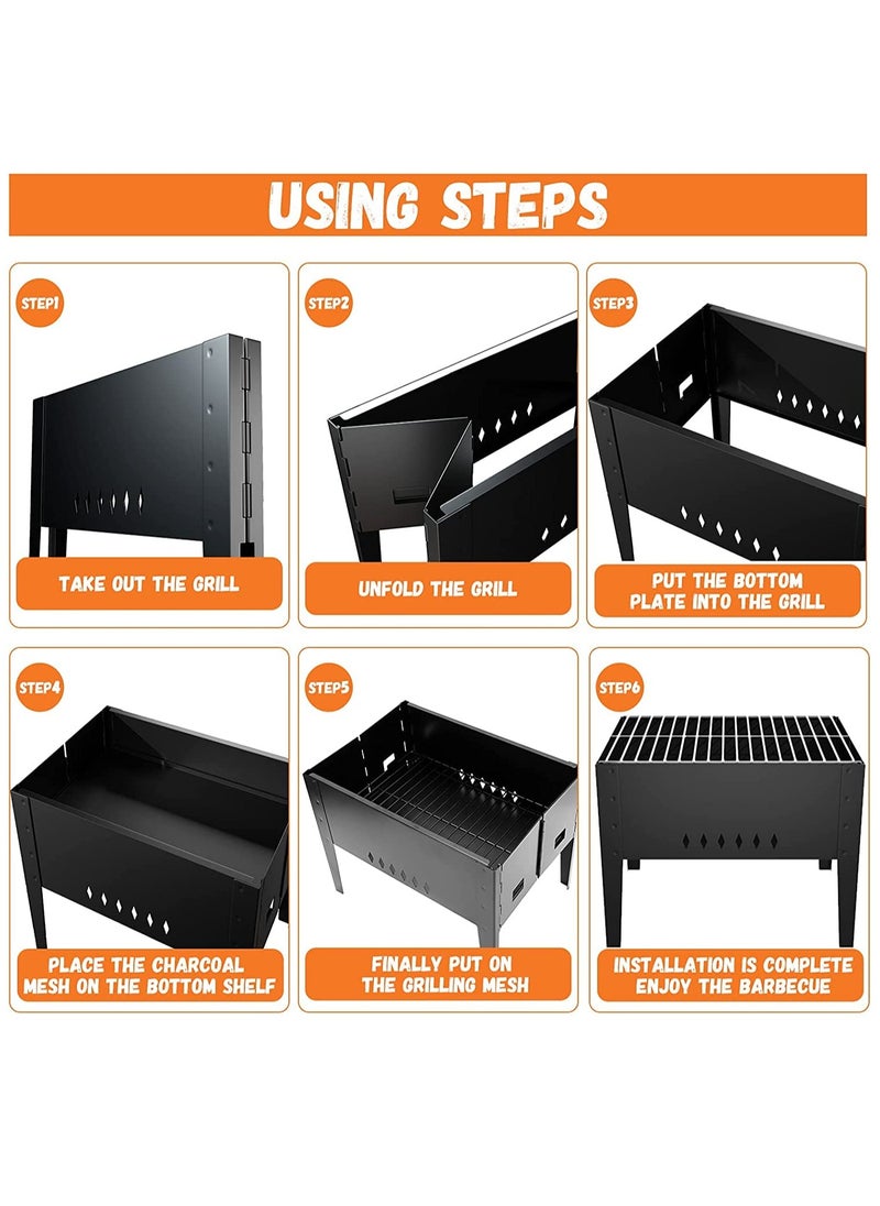 Arabest Barbecue grill, portable charcoal barbecue grill, small folding barbecue grill, suitable for family, outdoor picnic, hiking and other occasions  - Image 4