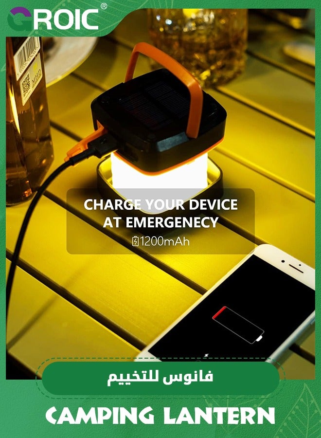 GROIC Solar Lantern Camping, Collapsible Solar Camping Light Rechargeable,LED Portable USB Solar Lamp Waterproof lights for Backpacking Gear,Emergency Charger for Phone,Tent,Power Outage, Hiking - Image 5