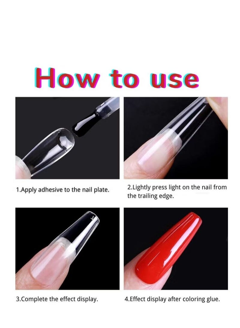 KASTWAVE 550Pcs Soft Gel Full Cover Nail Tips 11 Sizes Gel Nail Tips Full Cover False Nail Artificial Nails with Case Frosted T Shape Gel Nail Extensions for Nail Salons and DIY Nail Art - Image 3