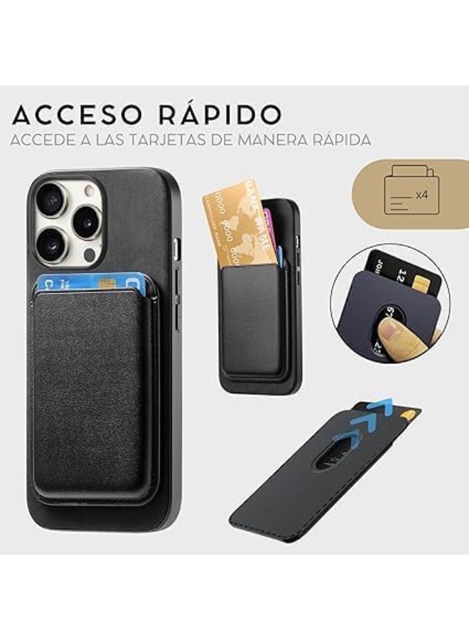 Magnetic Leather Wallet Card Holder for iPhone MagSafe - Compatible with iPhone 12/13/14 Series, Midnight Black - Image 4