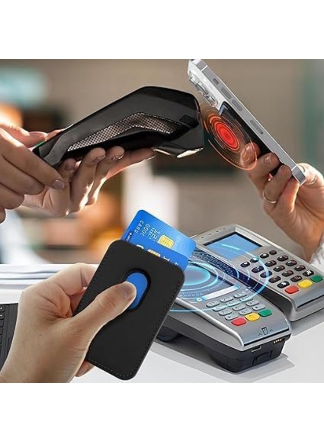 Magnetic Leather Wallet Card Holder for iPhone MagSafe - Compatible with iPhone 12/13/14 Series, Midnight Black - Image 2