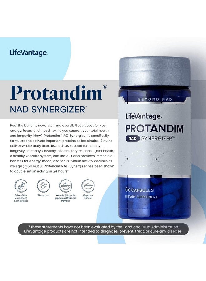 لايف فانتاج LifeVantage Protandim NAD Synergizer، 60 كبسولة، مكمل NAD يدعم نظام الأوعية الدموية الصحي، ومكملات الطاقة، وفيتامينات التركيز، ومكملات NAD للنفايات الخلوية والصحة العامة - Image 3