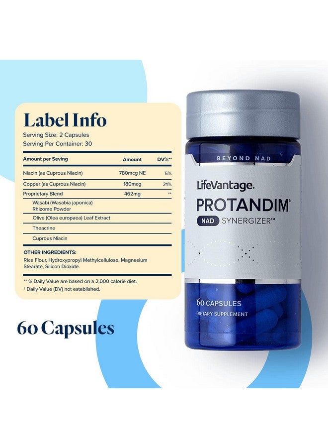 لايف فانتاج LifeVantage Protandim NAD Synergizer، 60 كبسولة، مكمل NAD يدعم نظام الأوعية الدموية الصحي، ومكملات الطاقة، وفيتامينات التركيز، ومكملات NAD للنفايات الخلوية والصحة العامة - Image 2