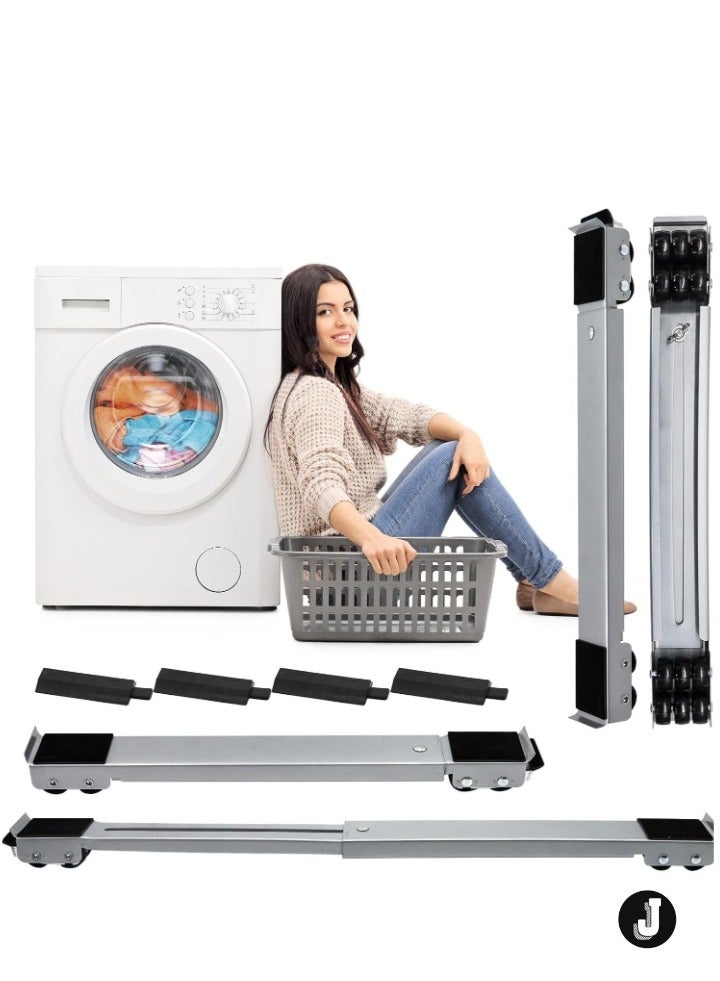 JAJEEK "4PCS Extendable Furniture Appliance Rollers, Mover Tools with 24 Rollers & Brakes – Heavy Duty for Washing Machines, Dryers, Refrigerators, Strong Base Stand, Mobile Wheels, Grey" - Image 1