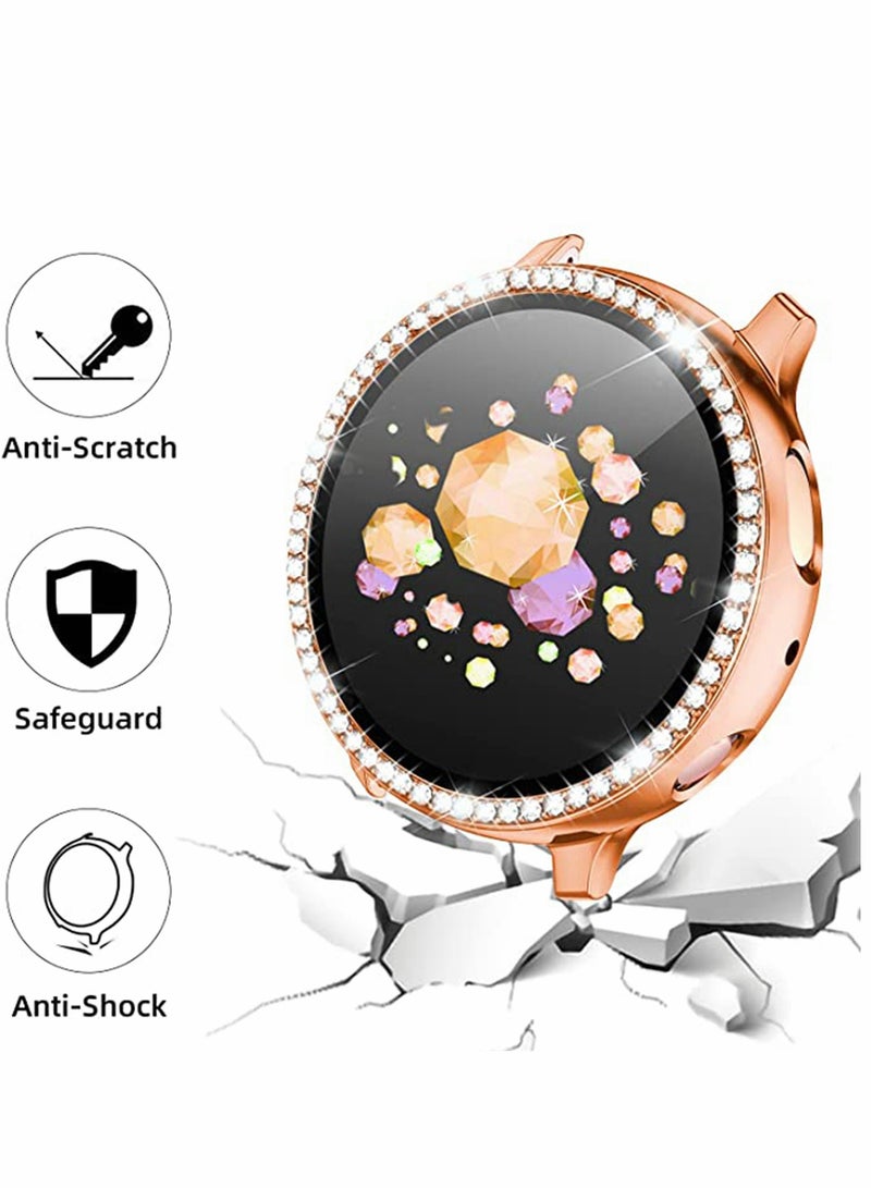 Zikra Compatible for Samsung Galaxy Watch Active 2 Screen Protector 44mm Crystal Diamonds Design for Women Girl Full Protective Bumper with HD Screen - Image 2