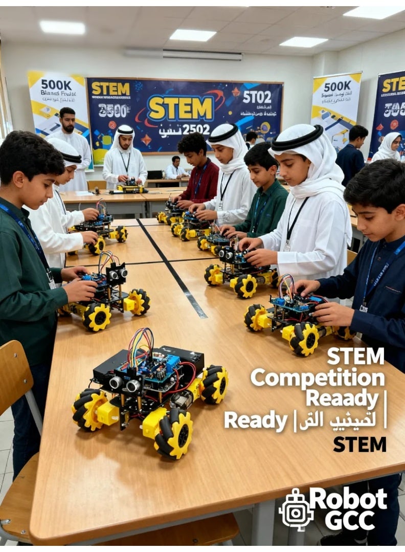 robotgcc Arduino Robot Car Learning Kit – Mecanum-Wheel Omni Movement, Bluetooth Control, Line Tracking & Ultrasonic Avoidance | STEM Maker & Coding Education Platform - Image 2