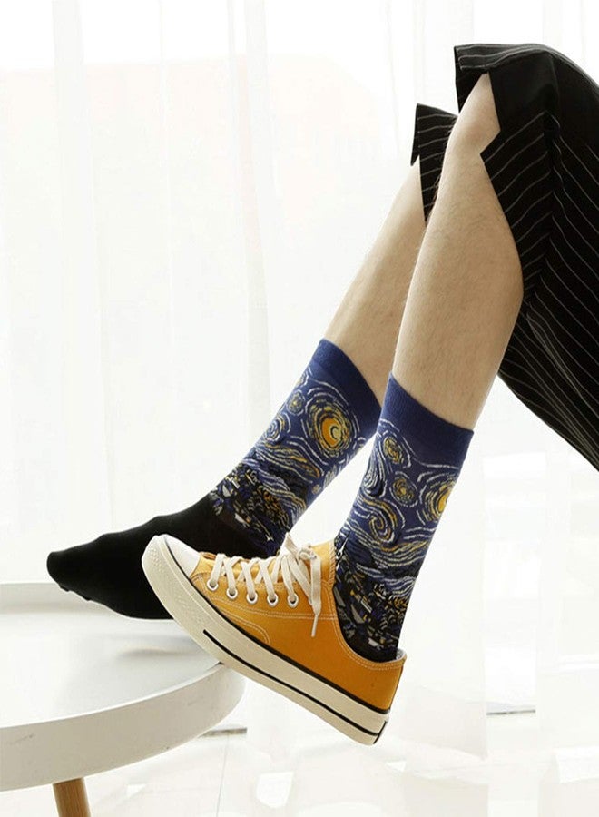 HSELL Famous Painting Art Printed Mens Dress Socks - Crazy Patterned Fun Crew Cotton Socks 6 Pack (C2), One Size - Image 4