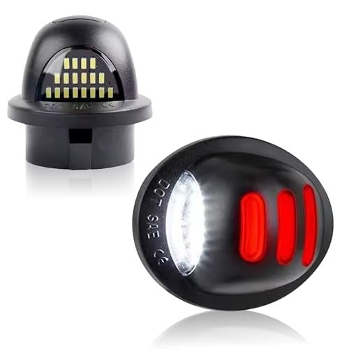 OTnhaee 2 pcs Error Free LED License Plate Light For Ford F150 F-150 Raptor 2015-2018 Car Number Plate Lamp Clear Lens White 6000K (For f150 wihte+red) - Image 1