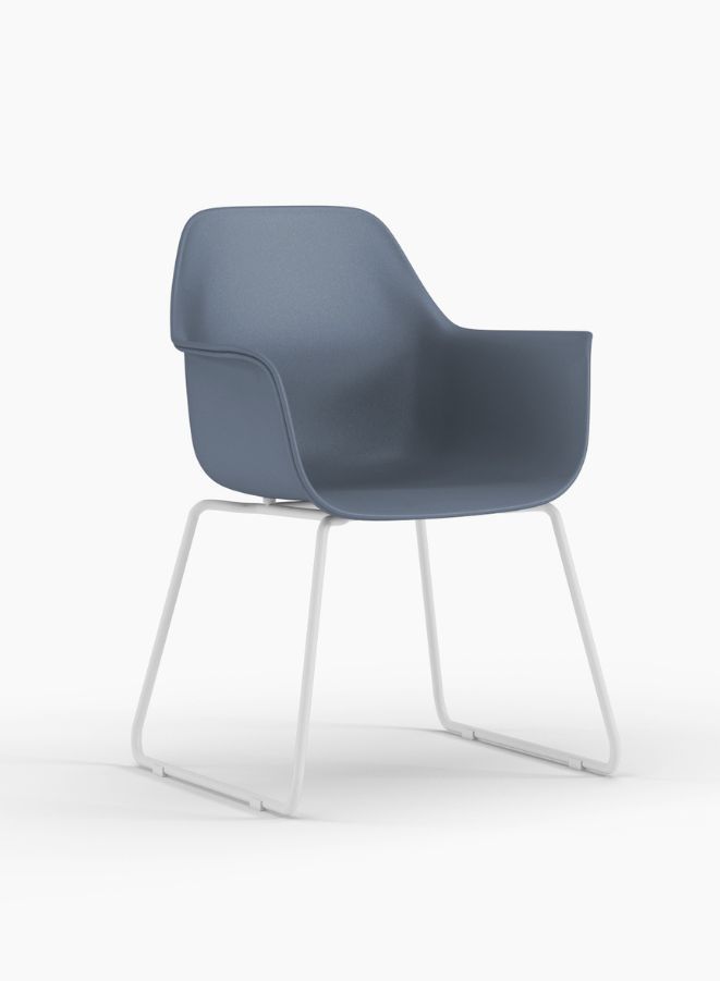 كرسي زوار متعدد الاستخدامات بمقعد ومسند مبطنين مع أرجل فولاذية، رمادي - Image 1