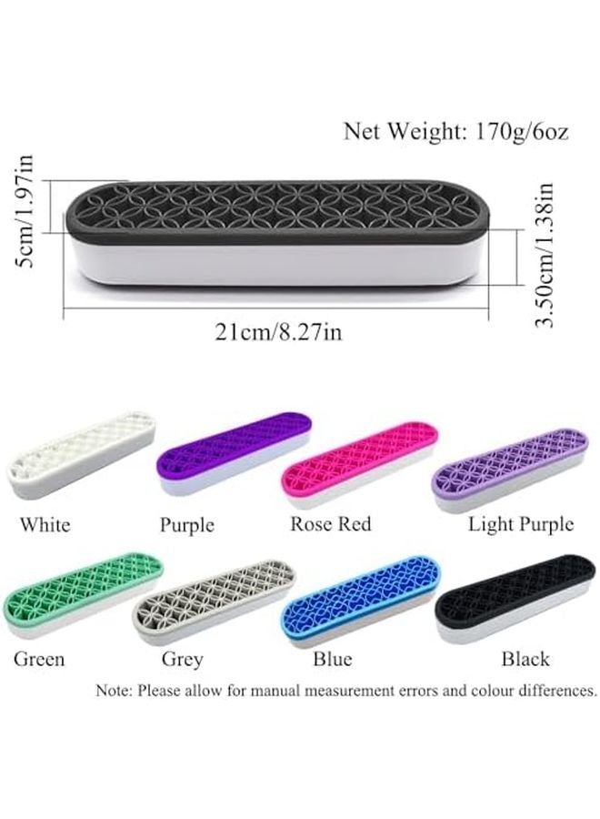 حامل قلم السيليكون الأزرق وصندوق تخزين فرش المكياج منظف سطح المكتب لمستلزمات الفنون - Image 3