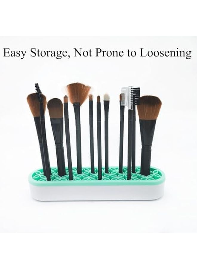 حامل قلم السيليكون الأزرق وصندوق تخزين فرش المكياج منظف سطح المكتب لمستلزمات الفنون - Image 4