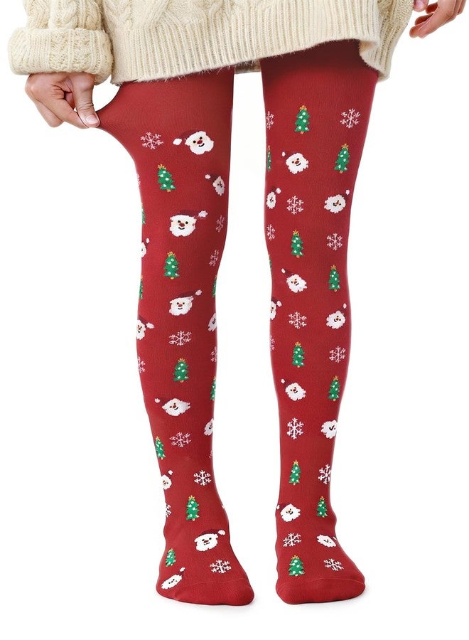 Zando Toddler Christmas Tights Red and Green Toddler Tights 2T-4T - Ultra Soft Seamless Girls Leggings for Winter Christmas Parties Daily - Image 1