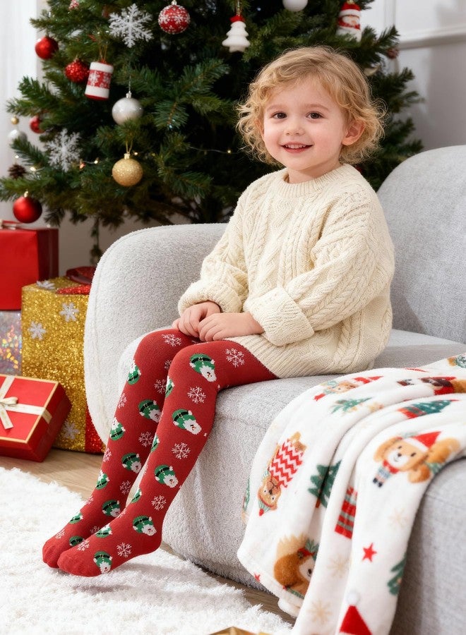 Zando Toddler Christmas Tights Red and Green Toddler Tights 2T-4T - Ultra Soft Seamless Girls Leggings for Winter Christmas Parties Daily - Image 3