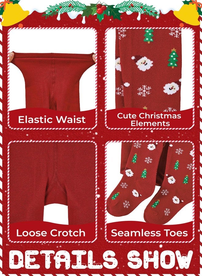 Zando Toddler Christmas Tights Red and Green Toddler Tights 2T-4T - Ultra Soft Seamless Girls Leggings for Winter Christmas Parties Daily - Image 4