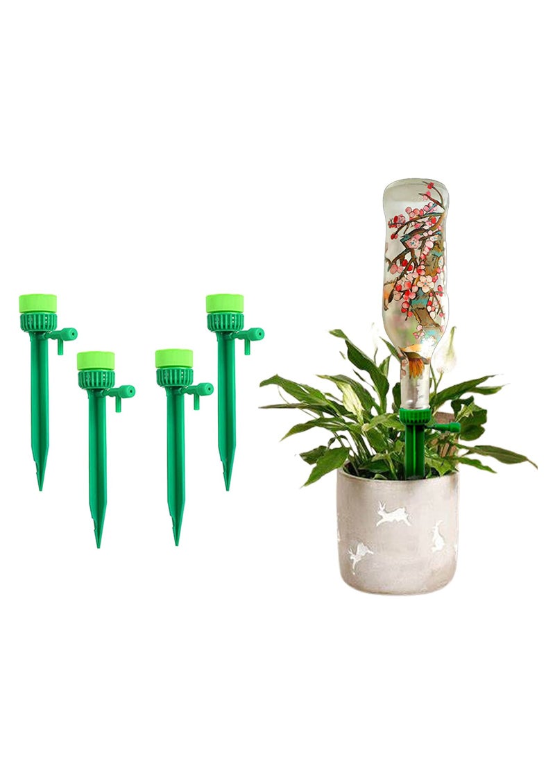 Zikra 4 Pack Plant Watering Devices Plant Drip Irrigation Plant Self Watering Spikes with Anti-tilt Bracket Valve Control Switch Slow Release Drip Irrigation Vacation Plants Watering System - Image 1