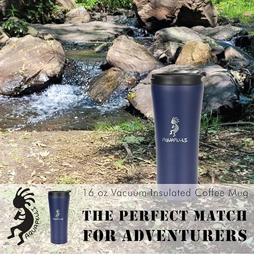 Aquapelli Vacuum Insulated Travel Coffee Mug, 16 Ounces, Blueprint Blue - Image 5
