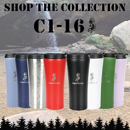 Aquapelli Vacuum Insulated Travel Coffee Mug, 16 Ounces, Blueprint Blue - Image 4