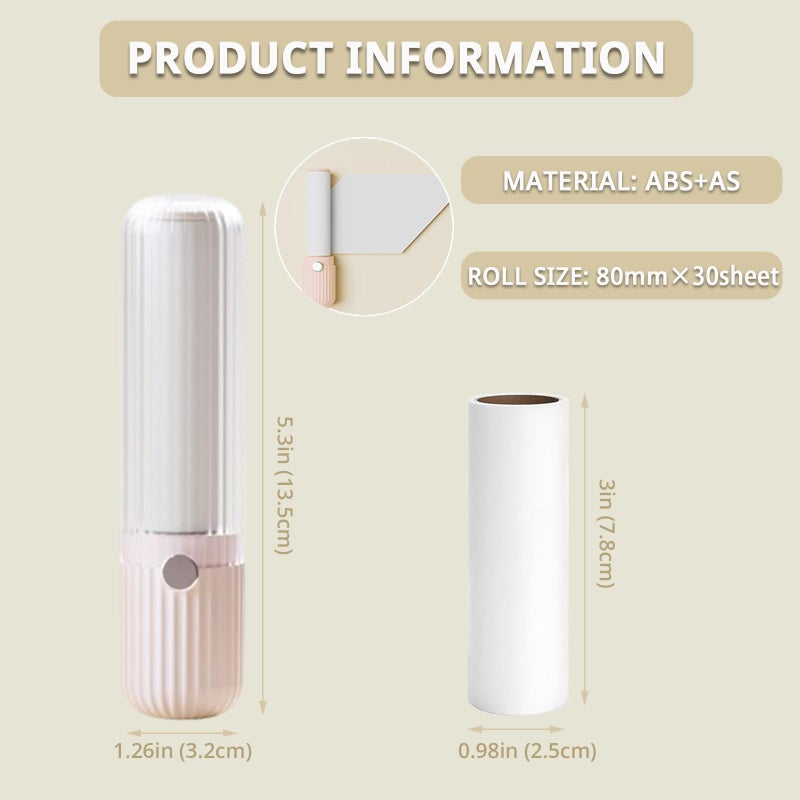 Sgdazo Compact Lint Roller with 150 Sheets - Portable Pet Hair Remover for Clothes, Furniture, and Travel Essentials Household Use, 1 Handle+5 Roller Refills (Pink) - Image 2