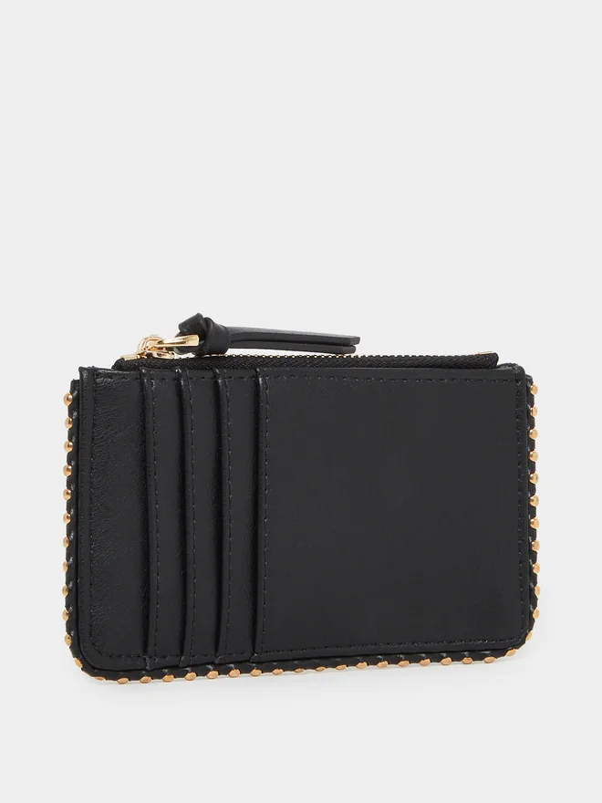Styli Black Studded Card Holder Wallet